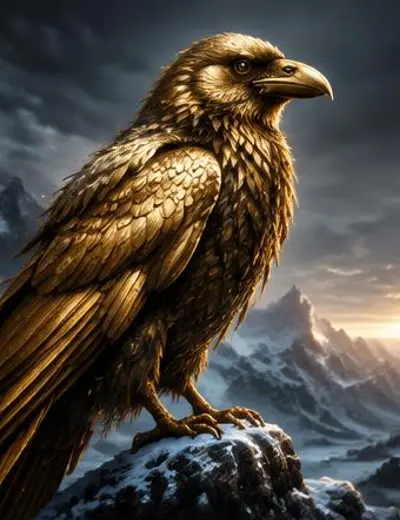Golden Raven Illustration